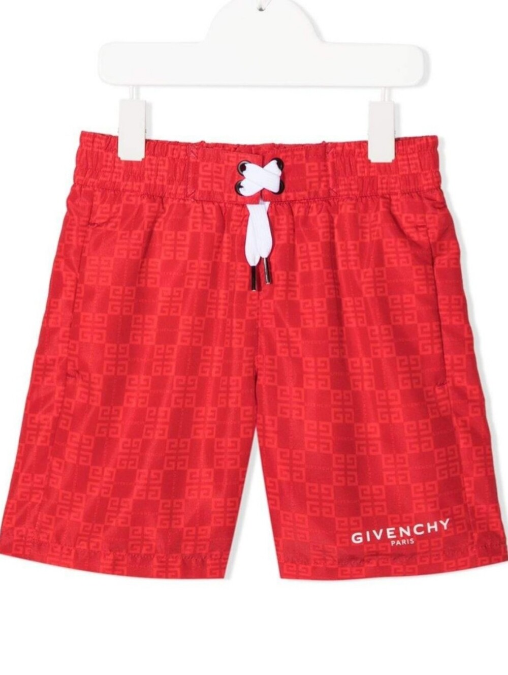 GIVENCHY KIDS Monogram Print Surfer Shorts Red Logo Sz 12+